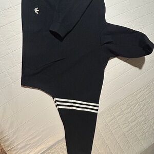 Adidas Black Cropped hoodie with Classic Logo